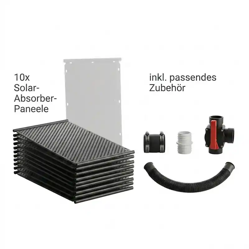 Bestseller OKU Solar-Komplettset bis 20 m² | 10x Absorber 1002 | Inkl. Kugelhahn & Zubehör